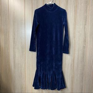 8PM Velvet Long Sleeve Wool Blend Dress